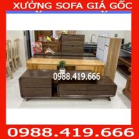 HÀNG CHÍNH HÃNG [SALE] [Ảnh tại xưởng] Kệ tivi chân rút cuốn góc 4 ngăn kéo gỗ sồi Nga KT10 giá gốc tại xưởng