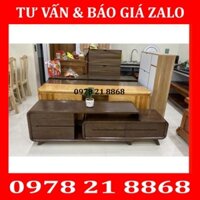 HÀNG CHÍNH HÃNG [SALE] [Ảnh tại xưởng] Kệ tivi chân rút cuốn góc 4 ngăn kéo gỗ sồi Nga KT10 giá gốc tại xưởng