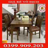 HÀNG CHÍNH HÃNG [SALE] [GIÁ RẺ VÔ ĐỊCH]Bộ bàn ăn 4 ghế mặt bàn chữ nhật gỗ sồi Nga BA17 giá gốc tại xưởng