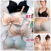 [HÀNG CHUẨN] 817 Siêu phẩm nâng ngực không gọng cúp A,B LOẠI 1 tem áo màu cam.t Xoắn Đệm Dày Tạo Khe Không Gọng Cao Cấp