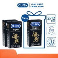 [Hàng Chuẩn] Bộ 2 hộp Bao cao su Durex Kingtex 12s + Tặng 1 hộp cùng loại