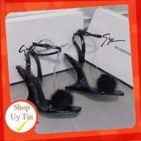 [Hàng Chuẩn - Đi Cực Êm]  Giày sandal quai ngang gắn lông đế xuồng đi êm chân