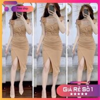 [Hàng Chuẩn] Váy đầm nữ dự tiệc body ôm eo xẻ tà sang chảnh Amee