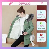 [HÀNG CÓ ẢNH/VIDEO THẬT + ĐÁNH GIÁ] Áo Kaki Dáng Dài Lót Lông Cừu Mũ Tháo Rời Thời Trang DIVACO SP000590