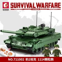 🍑HÀNG CÓ SẴN🍁 711002 Khối xây dựng quân sự lắp ráp mô hình xe tăng Leopard 2 điều khiển từ xa