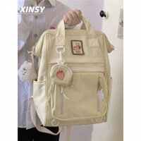 [Hàng Có Sẵn] Balo Đi Học Màu Vàng Kem Phong Cách Preppy Nhật Bản Đơn Giản Cho Nữ Sinh Trung Học @ -