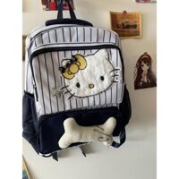 🐢HÀNG CÓ SẴN🎀 Balo kẻ sọc cổ điển Kitty Hello Kitty nguyên bản cặp sách học sinh ngọt ngào đáng y