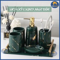 [Hàng có sẵn] Bộ Đồ Dùng Nhà Tắm Gốm Sứ Hàng Cao Cấp