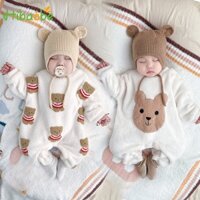 Hàng Có Sẵn Bộ Đồ Ngủ Áo Liền Quần Bằng Vải Lông Cừu Dày Dặn Dành Cho Bé Trai Và Bé Gái