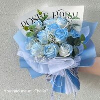[Hàng có sẵn] Bó hoa xà phòng hoa hồng sấy khô Bất tử Crushed Ice Blue Thành phẩm dành cho bạn gái Kỳ nghỉ sinh nhật Hoa hướng dương Ngày lễ tình nhân Quà tặng ngày nhà giáo cho bạn bè Quà tặng sinh nhật