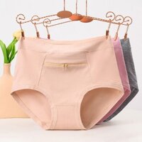 [Hàng có sẵn] Bộ sưu tập 3526 người Túi Cotton nguyên chất cao dành cho nữ có dây kéo Quần lót chống trộm Quần short tam giác người cao tuổi trung niên
