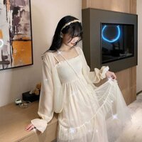 [Hàng có sẵn] [Bộ sưu tập 1,30,000 người] Quần áo chống nắng tay Trumpet dành cho nữ Mùa hè 2022 Áo len voan ngắn bên ngoài phong cách mới có váy Sling Khăn choàng nhỏ cho bạn bè Quà tặng sinh nhật