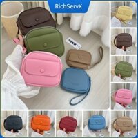 【Hàng có sẵn】 【Còn hàng】Ví tiền xu ngắn dễ thương cho nữ đơn giản màu trơn trang trí nút thời trang màu sáng cầm tay 【NestLuck】 【RichServX】