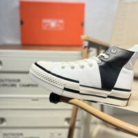 Hàng có sẵn Converse Giày thể thao thường ngày cổ cao màu Trắng Da Đen khâu thấp tất cả các ngôi sao uabr