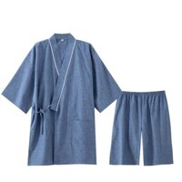 [Hàng có sẵn] Cotton giặt phong cách Nhật Bản 100% Cotton nguyên chất Quần Short Cotton ngắn tay cỡ lớn Bộ đồ ngủ Kimono Bộ áo Yukata Áo nỉ nam ngắn tay Nhật Bản Kimono tại nhà