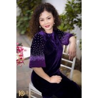 [HÀNG CÓ SẴN] Đầm nhung the dáng suông thêu sa hạt chuyển màu hàng thiết kế by Kén Design mẫu mới 2022