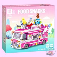 [Hàng Có Sẵn] đồ giải trí Lego lắp đặt quy mô xe bus Bánh Kem Màu Hồng phát minh dạy dỗ Cho Bé Gái 889