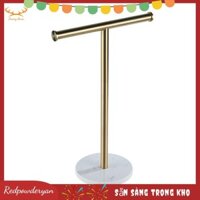[Hàng có sẵn] Giá đỡ khăn tay hình chữ T có đế đá cẩm thạch cho phòng tắm Giá đỡ khăn giấy mặt bàn Nhà bếp Móc treo khăn đứng tự do Đá cẩm thạch + Thép không gỉ 1 CÁI