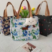 [Hàng có sẵn] [Giá trị cao] Túi vải nhẹ có giá trị cao Túi vải di động dung tích lớn Hộp cơm trưa làm việc đơn giản cho học sinh Túi Bento Túi ký túc xá sinh viên Công ty tại nhà