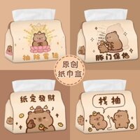 [Hàng có sẵn Giao hàng có sẵn] Hộp đựng khăn giấy Lotus Kapibara Phòng khách Văn phòng Hộp giấy phong cách mới sáng tạo Hộp đựng đồ gia dụng Ký túc xá Kapibara dễ thương Hàng hóa Hộp đựng khăn giấy hoạt hình tại nhà Đồ dùng ký túc xá phải có Đồ dùng văn p