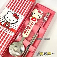 Hàng Có Sẵn Giao Hàng Ngay Lập Phương#Xiaohongshu Bộ Muỗng Đũa Hình Mèo Hello Kitty Dễ Thương Di Động Cho Cặp Đôi Bạn Gái