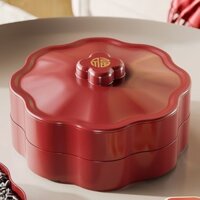 🌞HÀNG CÓ SẴN🌛 Household Chinese Fruit Plate With Lid For Living Room Divided Nut Snacks Multi-lay