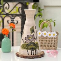 HÀNG CÓ SĂN ( LOẠI 1) Bình bông gốm Bát Tràng cao 27 cm cắm hoa vẽ tay thủ công decor trang trí phong cách vintage