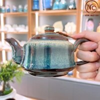 HÀNG CÓ SẴN (LOẠI 1) Bộ ấm trà đạo Vuông Eo Thiên Mục  Men Hỏa Biến, Bộ ấm chén gốm sứ Bát Tràng Gốm Ngô Gia TTG01