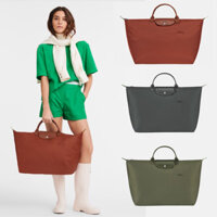 Hàng có sẵn Longchamp 100% chính hãng 1624919 Túi xách nữ dòng màu xanh lá cây túi Tote lớn túi đựng bánh bao thời trang thông thường
