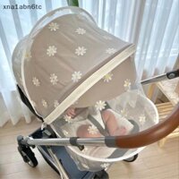 【Hàng có sẵn】 màn chống muỗi xe đẩy em bé vải gạc thêu hoa cúc che nắng thoáng khí [VN]