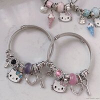 Hàng có sẵn Phiên bản Hàn Quốc Pha lê tươi Dễ thương Hello Kitty Vòng tay Mori độc đáo dành cho sinh viên Vòng tay bạn gái