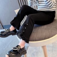 [Hàng Có Sẵn] Quần Ống Loe Màu Đen Thời Trang Mùa Thu Mới Cho Bé Gái