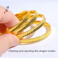 [Hàng có sẵn sang trọng nhẹ] Vòng tay CNC Vòng tay thủ công cao cấp Boutique Vòng tay vàng 24k nhấp nháy sáng Vòng tay tỷ lệ Rồng vàng Mạ vàng thật Cửa hàng vàng cùng phong cách Vòng tay chấm bi nữ