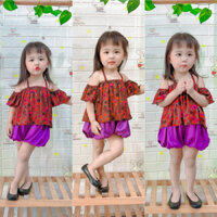 (Hàng có sẵn) Set bộ trẻ em, set áo yếm quây bí thô lụa bé gái size 10-25kg Trẻ sơ sinh Cotton