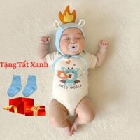 (HÀNG CÓ SẴN) Set Bodysuit Rồng Ngắn Tay, Rồng Hồng, Rồng Xanh TẶNG KÈM MŨ VÀ TẤT cover IKII Hàn Quốc bé trai, bé gái