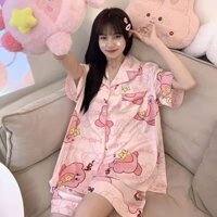 [Hàng có sẵn tại kho] [Tỷ lệ mua lại 60%] Bộ đồ ngủ Star Kirby dành cho nữ mùa hè Bộ đồ ngắn tay mùa xuân thu bán chạy Bộ đồ ngắn tay dành cho sinh viên Nhật Bản Dễ thương dáng rộng phong cách mỏng Quần áo gia đình Thời trang hợp thời trang Quà tặng Niche