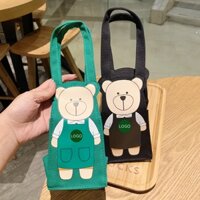 [Hàng Có Sẵn] Túi Xách Đựng Cốc Nước Starbucks Di Động Có Nắp Đậy Cốc Có Dây Đeo Màu Trơn ins