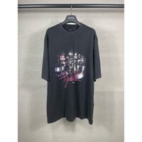 Hàng có sẵn Unisex BAL * * * NCI * GA / Paris City Night View In, Thành phẩm giặt Áo thun ngắn tay Cotton đau khổ