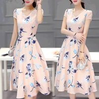 [Hàng có sẵn] Váy trung niên nữ váy hoa mẹ khí chất váy bà mẹ mới mùa hè quý phái 2024 eo thon gọn