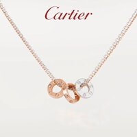[Hàng có sẵn] Vòng cổ nữ Cartier LOVE Series Hoa hồng Vàng trắng Mặt dây chuyền đôi kim cương vàng trắng