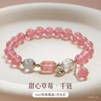 Hàng Có Sẵn Vòng Tay Chuỗi Hạt Dâu Tây Đào Hồng Nhẹ Nhàng Tinh Tế Sang Trọng Cho Nữ Sinh
