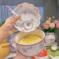 ⛄HÀNG CÓ SẴN☃️ Bộ 3 tô mì ăn liền Zixuanhua có nắp, tô sứ có tay cầm