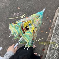 🌞HÀNG CÓ SẴN☂️ SpongeBob SquarePants hoàn toàn tự động gấp trong suốt dù gấp 3 bằng tay nhỏ tươi m