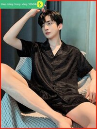 [Hàng có sẵn/Ảnh thật] 2024 Mới Bộ Đồ Ngủ Cho Nam Mùa Hè Băng Lụa Quần Short Tay Ngắn Mùa Hè Lụa Mỏ