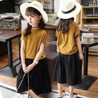 [Hàng có sẵn/Ảnh thật] Bộ đơn/hai món quần áo mùa hè nữ cotton nguyên chất 2021 quần ống rộng mới B