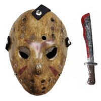 [Hàng có sẵn/Ảnh thật]Vũ điệu Halloween trẻ em người lớn mặt nạ Jason với đạo cụ bằng máu dao Mặt nạ Jason với dao rựa