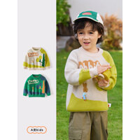 ❤[Hàng có sẵn]❤Áo Len Trẻ Em Lớp Một Chui Đầu Phiên Bản Hàn Quốc Rừng Thỏ Cổ Tròn Áo Len Bé Trai Thu Đông Ấm Áp Nguyên Chất Áo Len