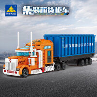Hàng có sẵnCác khối xây dựng tương thích với đồ chơi xe tải container lắp ráp Lego, xe tải vận chuyển lắp ráp