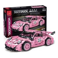 Hàng có sẵnCác khối xây dựng xe thể thao Porsche màu hồng tương thích với bộ đồ chơi đua xe Lego Technic