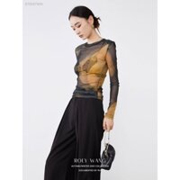 🌠HÀNG CÓ SẴN🌸Cao cấp in dujia thích hợp thiết kế áo sơ mi đáy mỏng đàn hồi lưới